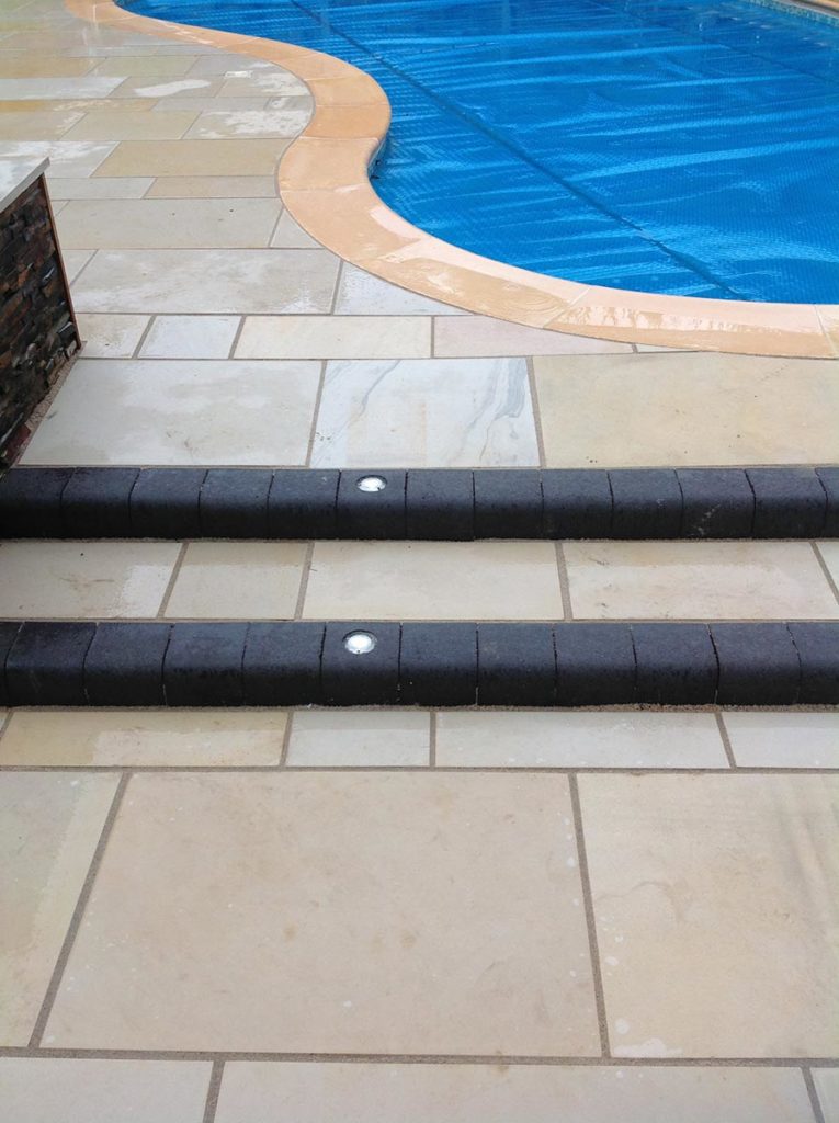 Sawn Sandstone Patio Swimming Pool Install
