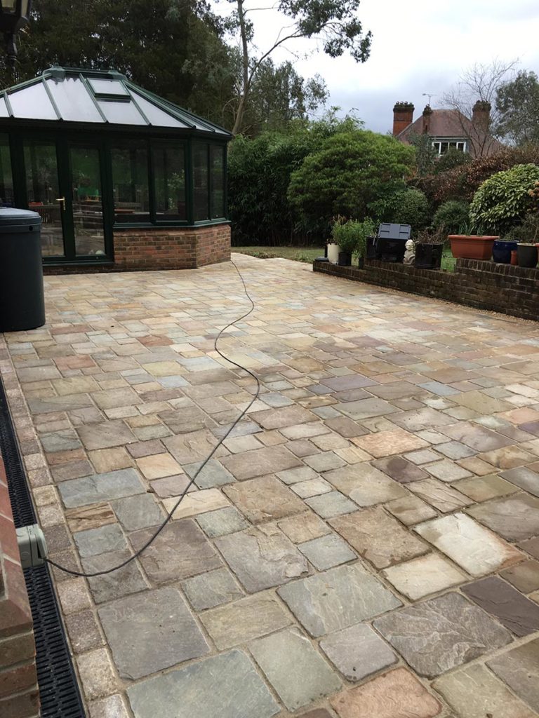 Riven Stone Patio Path and Steps built in Hampshire by Paul Cass Landscapes